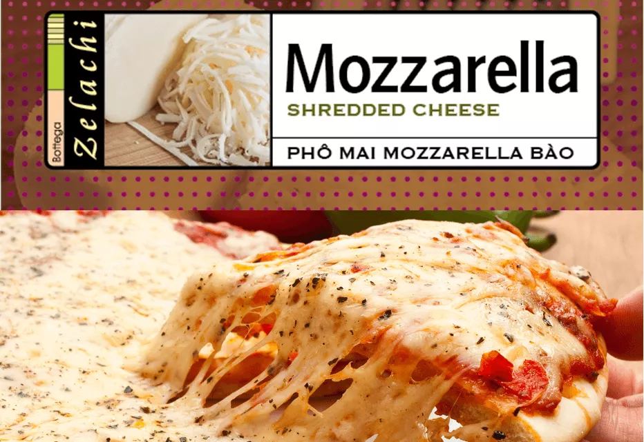 Phô mai sợi Mozzarella Bottega Zelachi có hương vị đặc trưng cùng khả năng tan chảy, kéo sợi đáng kinh ngạc.