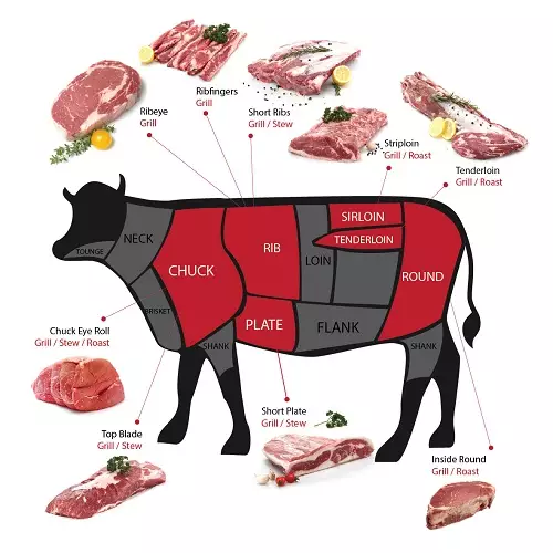 Phân biệt các phần thịt bò được sử dụng phổ biến